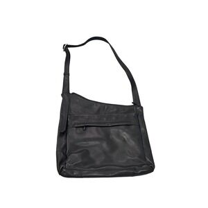 Derek Alexander Black Leather Adjustable Strap Crossbody Bag Medium